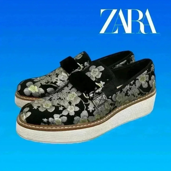 Zara Shoes - ZARA Floral Platform  Loafers